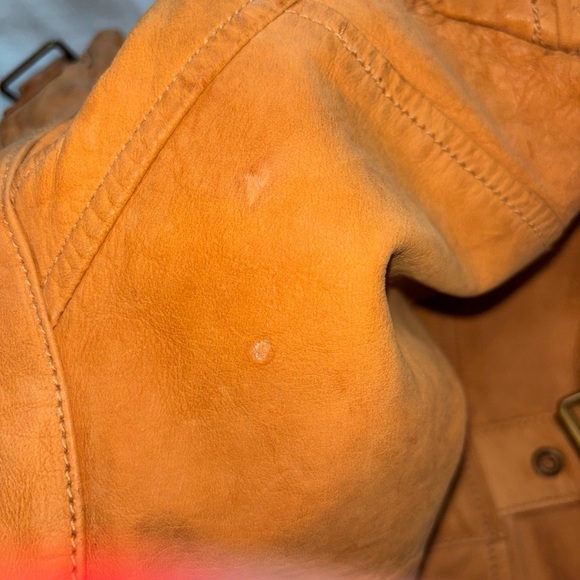 Banana Republic soft Leather Aviator Bomber Jacket Tan Juniors SzXS Y2K - Picture 15 of 16